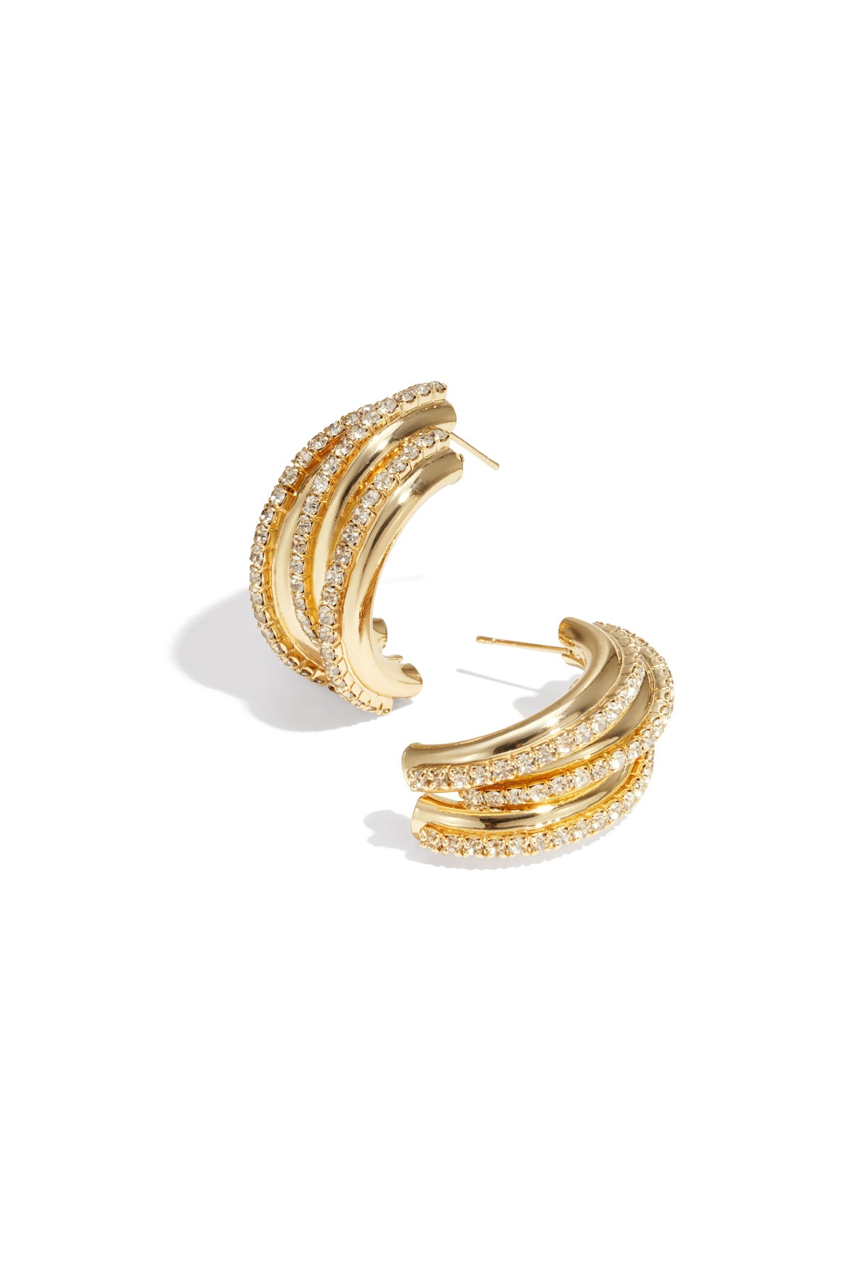 Goud & Zilver Aurielle Crystal Wave Hoop Oorbellen RVS Goud & Zilver – productfoto | Tudor Gems