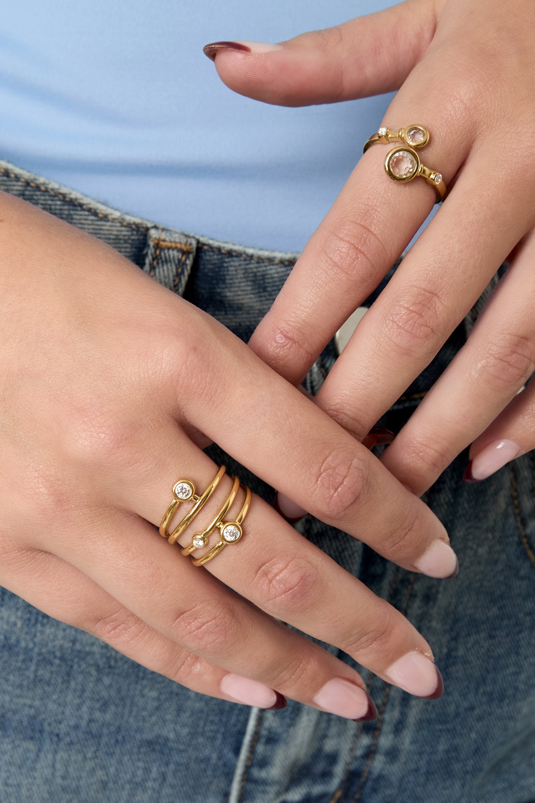Linéa RVS Statement Ring Goud & Zilver Goud — RVS Waterproof Nikkelvrij | Tudor Gems