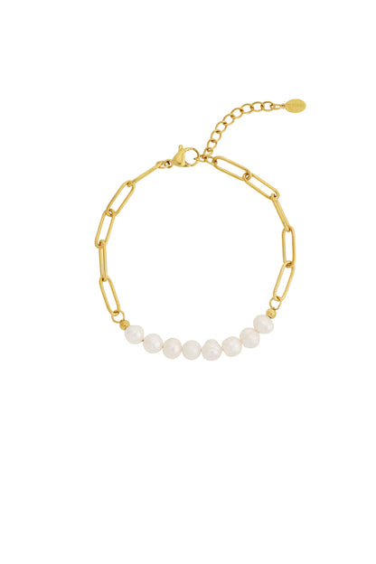 Goud & Zilver Pearl Chain Armband RVS Goud & Zilver – productfoto | Tudor Gems