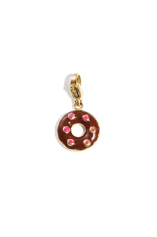 Luxe Donut Charm RVS Bruin Rozerood Goud & Zilver Bruin — RVS Waterproof Nikkelvrij | Tudor Gems