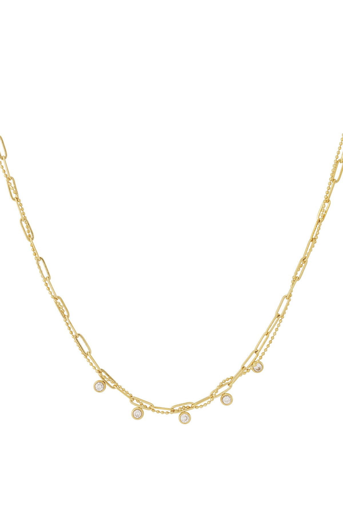 Goud & Zilver Sparkling Layered Ketting RVS Goud & Zilver – productfoto | Tudor Gems