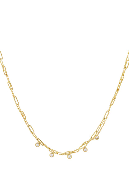 Goud & Zilver Sparkling Layered Ketting RVS Goud & Zilver – productfoto | Tudor Gems