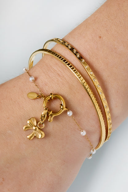 Goud & Zilver Loretta Crystal Bangle Armband RVS Goud & Zilver – detail close-up | Tudor Gems