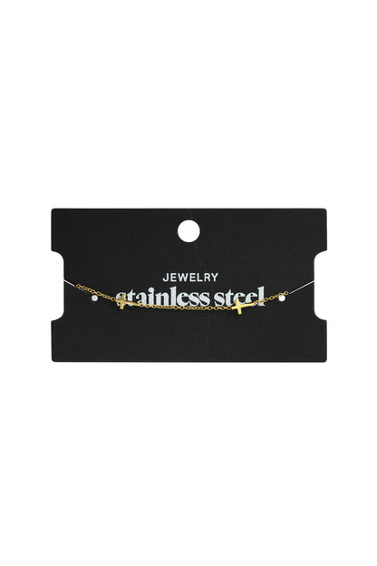 Kruisjes armband RVS goud op verpakkingskaart Jewelry Stainless Steel — Tudor Gems