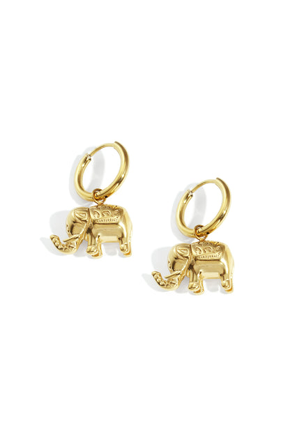 Goud & Zilver Elephant Charm Hoop Oorbellen RVS – Goud & Zilver – productfoto | Tudor Gems