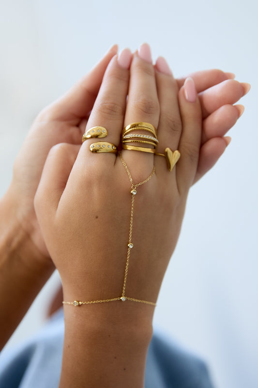 Kyra Zirkonia Handchain van roestvrij staal in goud en zilver | Tudor Gems
