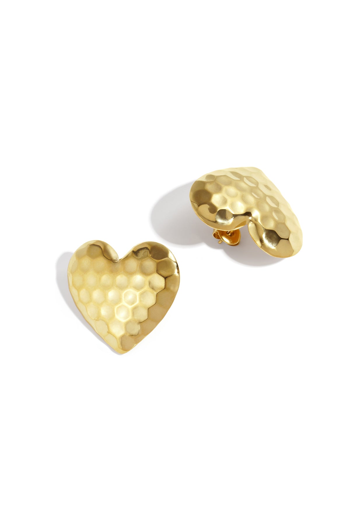 Goud & Zilver Hart Oorbellen Goud & Zilver RVS – Studs – productfoto | Tudor Gems