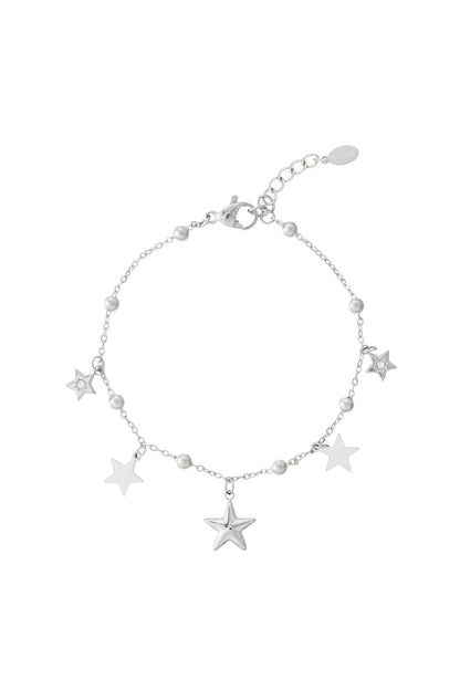 Goud & Zilver Stella Star Bedelarmband RVS Goud & Zilver – gedragen op model | Tudor Gems