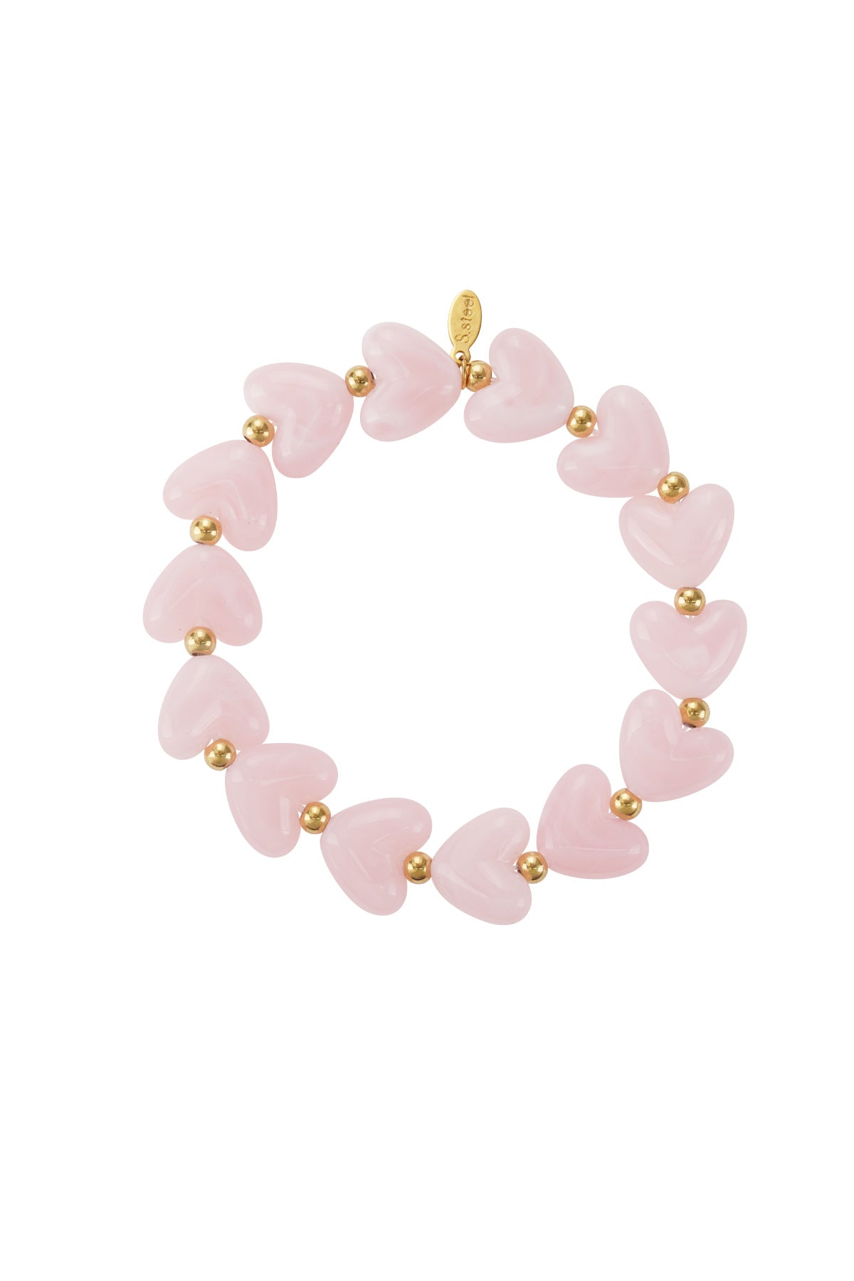 Goud & Roze Sweet Pulse Heart Bracelet – Kralen Hart Armband RVS Goud & Kleuren – foto 11 | Tudor Gems
