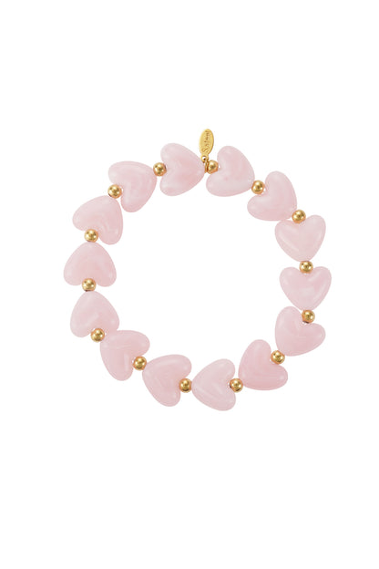 Goud & Roze Sweet Pulse Heart Bracelet – Kralen Hart Armband RVS Goud & Kleuren – foto 11 | Tudor Gems
