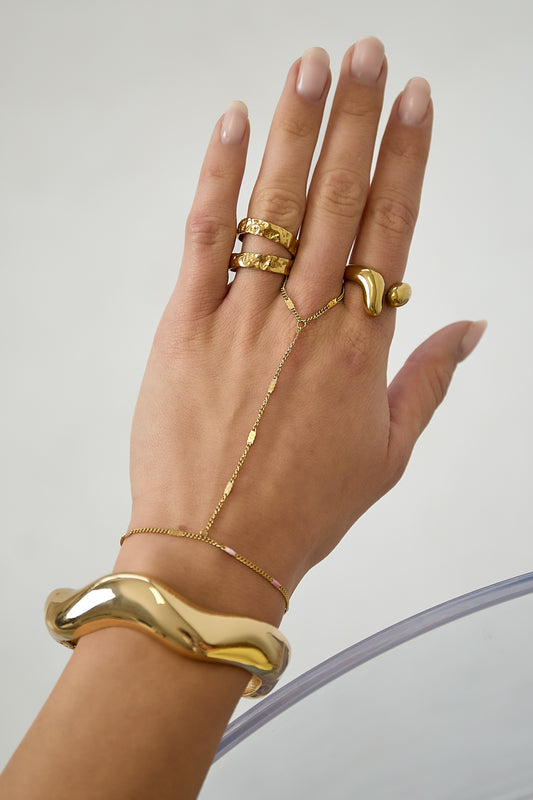 Calla Streep Handchain van roestvrij staal in goud en zilver | Tudor Gems
