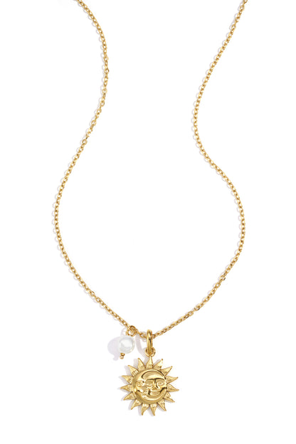 Goud Solara Sun Pendant Ketting RVS Goud – productfoto | Tudor Gems