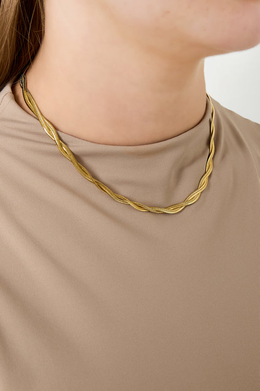 Goud & Zilver Twista Gedraaide Ketting RVS Goud & Zilver – detail close-up | Tudor Gems