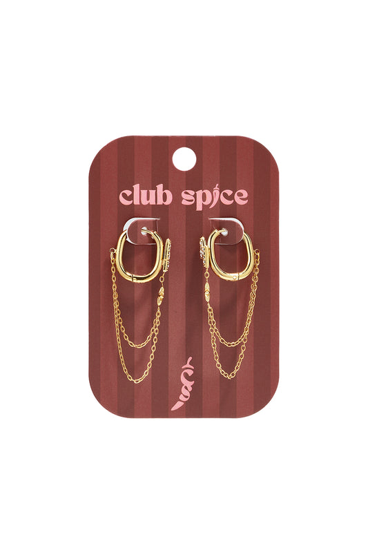 Oorbellen met hangertjes van roestvrij staal en ketting, Simple Daily Simple Series, damessieraden