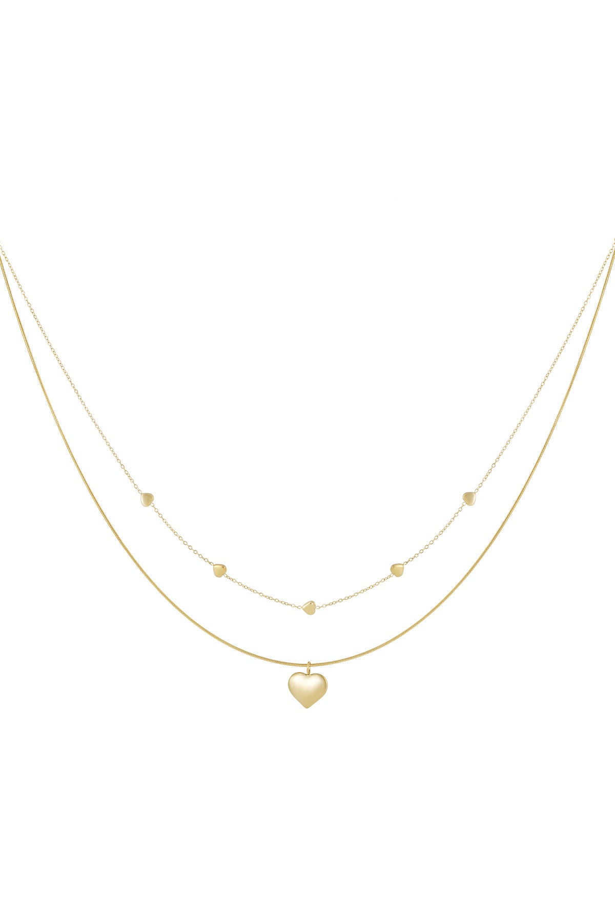 Goud & Zilver Amara Layered Hart Ketting RVS Goud & Zilver – productfoto | Tudor Gems