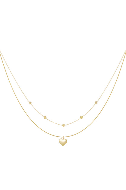 Goud & Zilver Amara Layered Hart Ketting RVS Goud & Zilver – productfoto | Tudor Gems