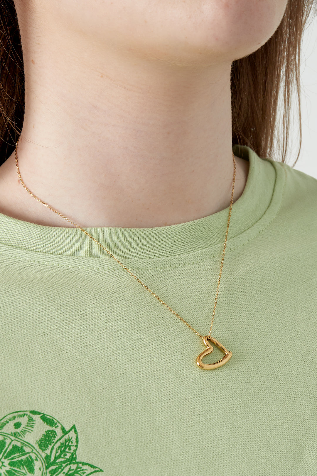 Goud & Zilver Mini Heart Ketting RVS – Goud & Zilver – detail close-up | Tudor Gems