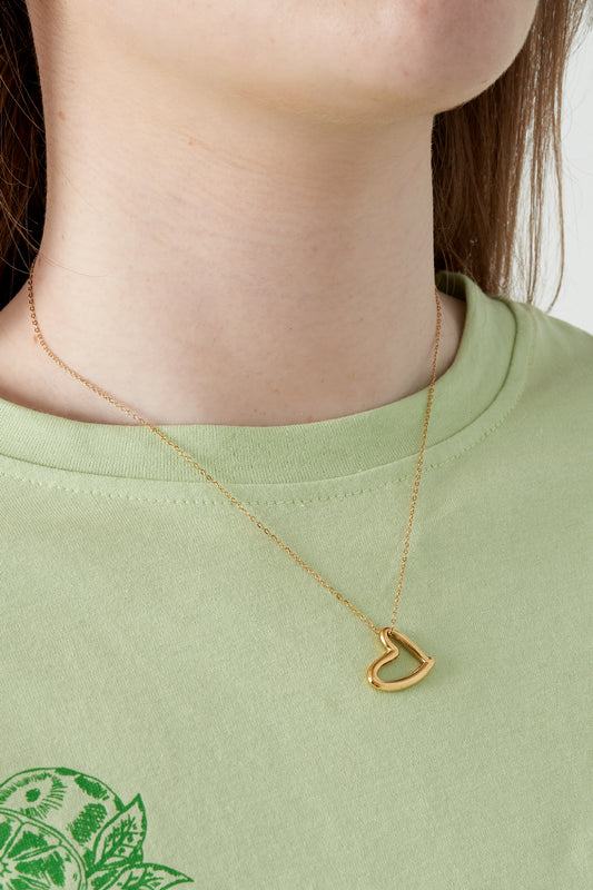 Goud & Zilver Mini Heart Ketting RVS – Goud & Zilver – detail close-up | Tudor Gems