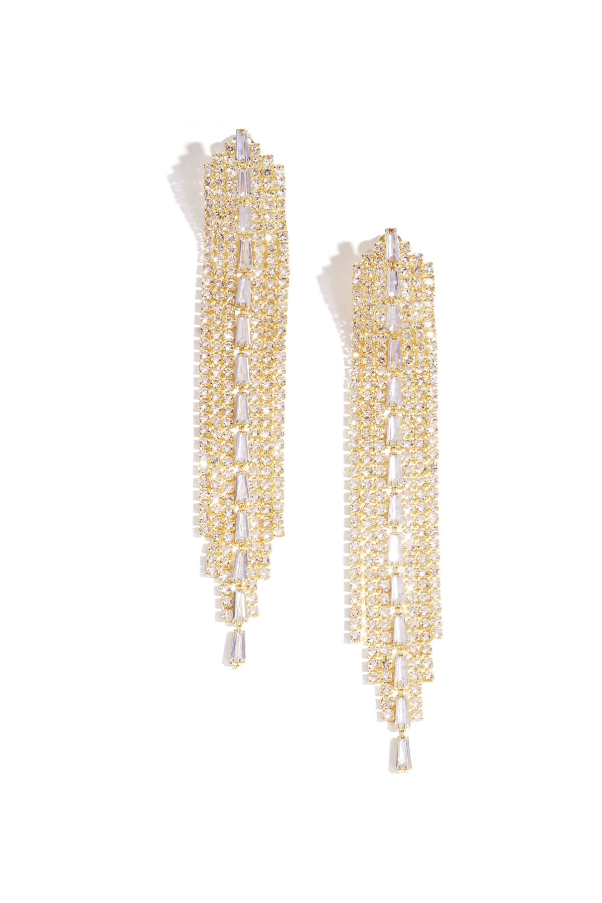Goud & Zilver RVS Dangle Oorbellen met Zirkonia – Goud & Zilver Luxe Statement – productfoto | Tudor Gems