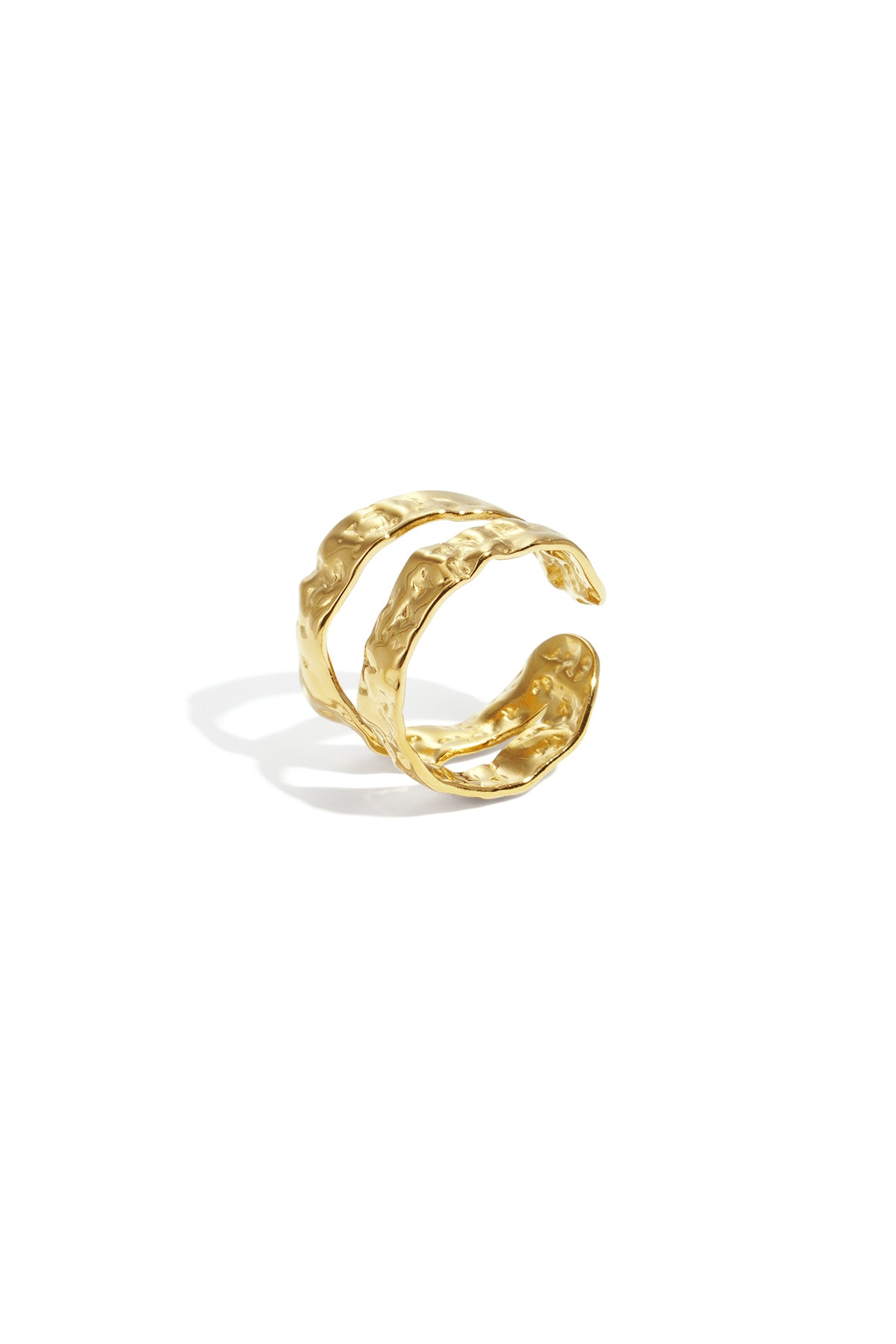 Goud Textured Double Ring – Goudkleurig Stainless Steel RVS – productfoto | Tudor Gems