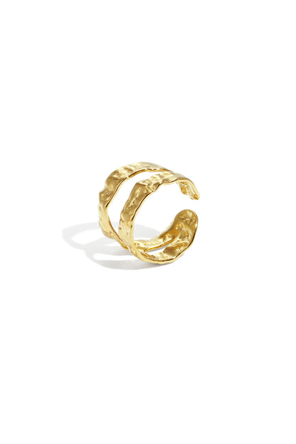 Goud Textured Double Ring – Goudkleurig Stainless Steel RVS – productfoto | Tudor Gems