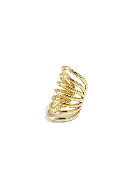 Yara Golf Ear Cuff RVS Goud – productfoto | Tudor Gems