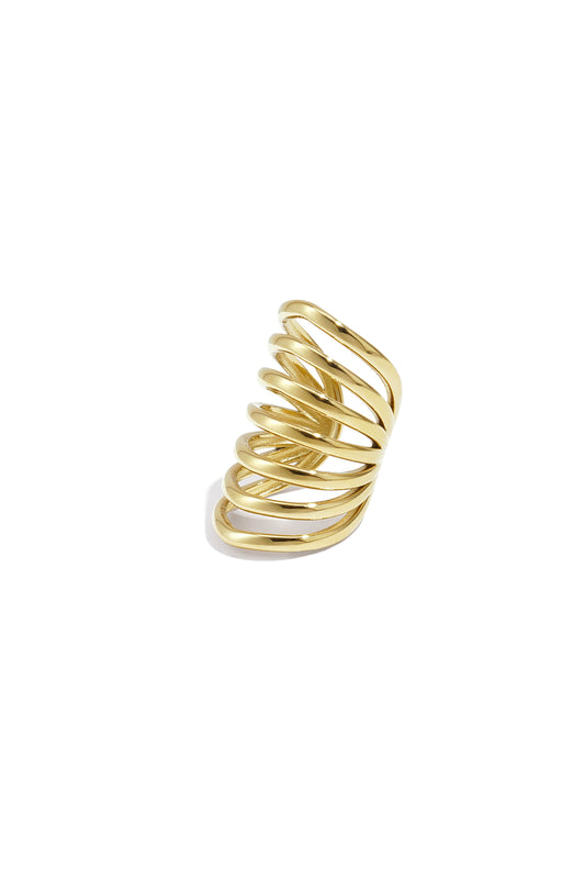 Yara Golf Ear Cuff RVS Goud – productfoto | Tudor Gems