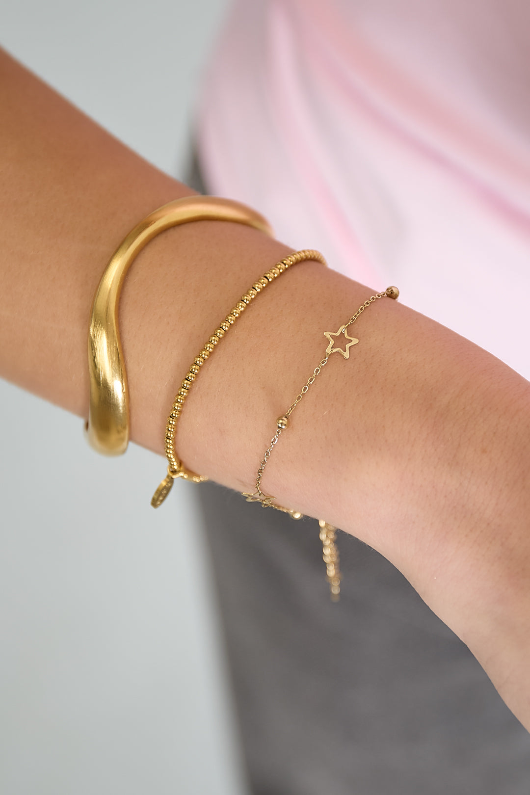 Goud & Zilver Sterren Armband RVS Goud & Zilver – Subtiel & Trendy – detail close-up | Tudor Gems