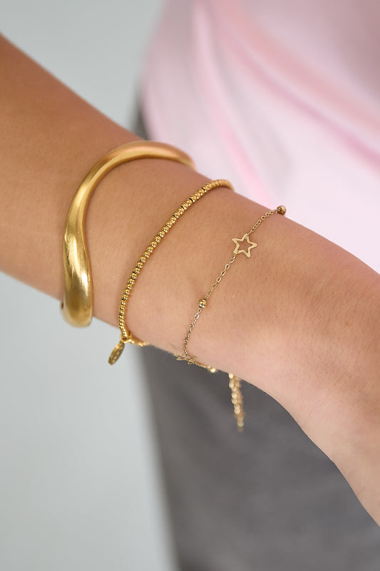 Goud & Zilver Sterren Armband RVS Goud & Zilver – Subtiel & Trendy – detail close-up | Tudor Gems