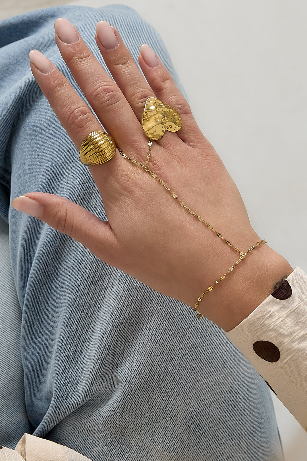 Vita Chunky Handchain van roestvrij staal in goud en zilver | Tudor Gems