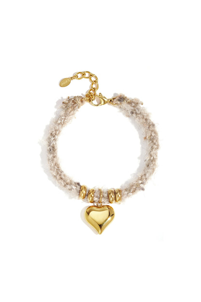 Roze Hart Armband RVS Rope Bruin & Roze – LUMÉRA SOFTCORE – lifestyle shot | Tudor Gems