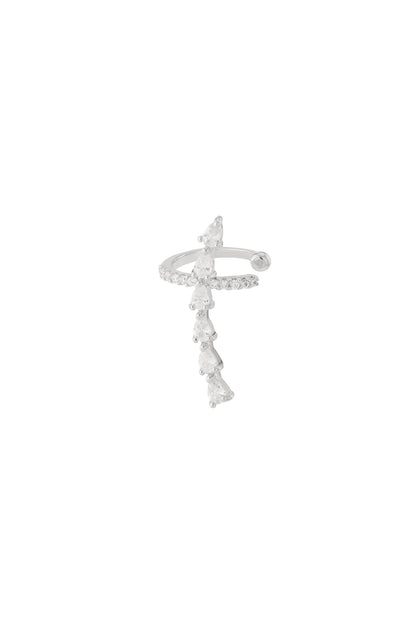 Goud & Zilver Celeste Cross Ear Cuff RVS Goud & Zilver – gedragen op model | Tudor Gems
