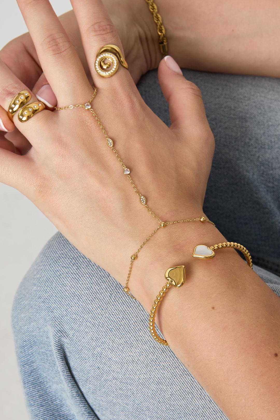 Orla Ovaal Handchain van roestvrij staal in goud en zilver | Tudor Gems