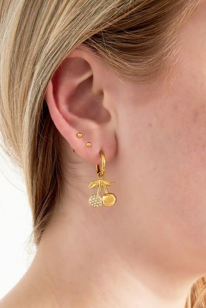 Goud Luna Cherry Sparkle Hoops RVS Goud – detail close-up | Tudor Gems