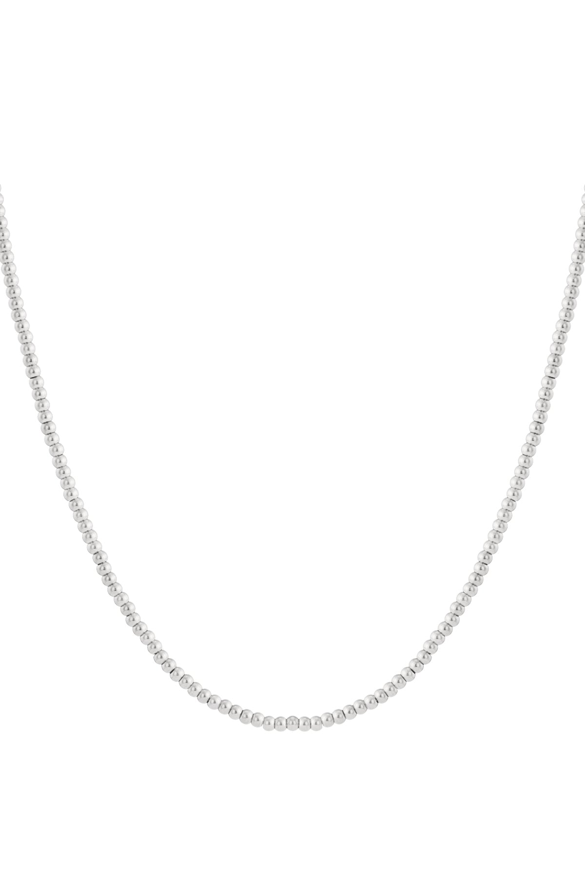 Zilver Zilveren 5mm Bolletjesketting RVS Dames – Tijdloze Minimalistische Ketting – gedragen op model | Tudor Gems