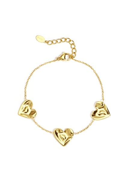 Goud & Zilver Valentina Triple Heart Armband RVS Goud & Zilver – productfoto | Tudor Gems