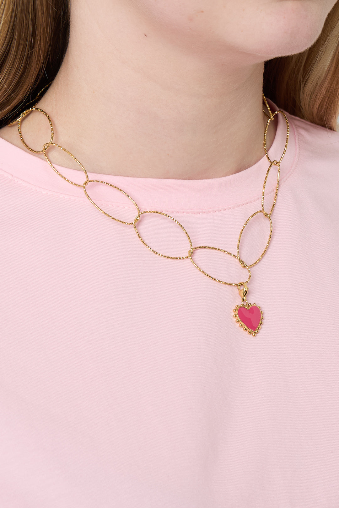 Goud & Zilver Valeria Oval Chain Ketting RVS Goud & Zilver – detail close-up | Tudor Gems