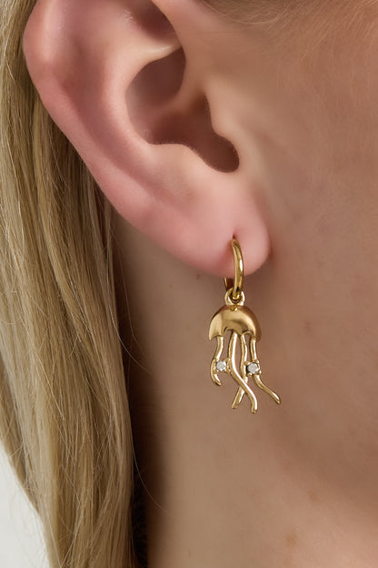 Goud & Zilver Medusa Kwallen Oorbellen RVS Goud & Zilver – detail close-up | Tudor Gems
