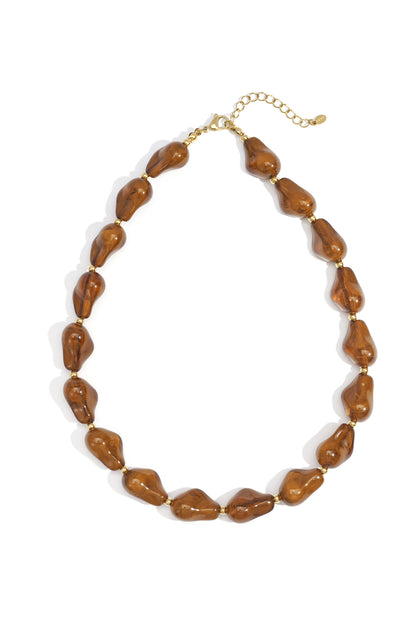 Roze Valencia Beaded Statement Ketting Bruin & Roze RVS – foto 5 | Tudor Gems