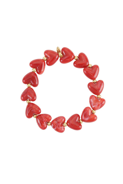 Goud & Roze Sweet Pulse Heart Bracelet – Kralen Hart Armband RVS Goud & Kleuren – foto 5 | Tudor Gems