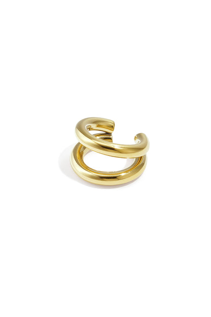 Isa Dubbele Ear Cuff RVS Goud – productfoto | Tudor Gems