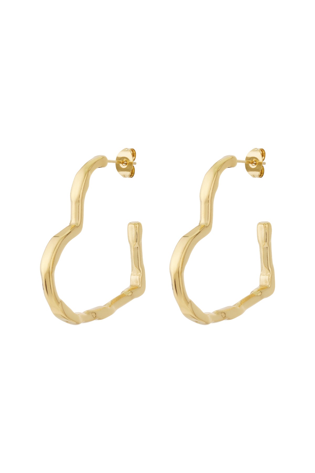Goud & Zilver Big Heart Hoop Oorbellen RVS – Goud & Zilver – productfoto | Tudor Gems