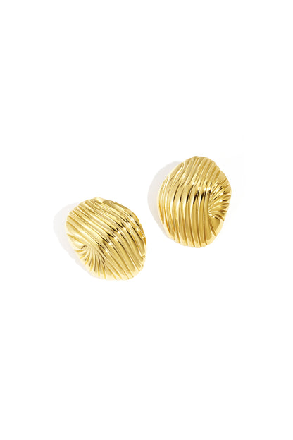 Goud RVS Statement Oorbellen Ribbel Ovaal – Goud – productfoto | Tudor Gems