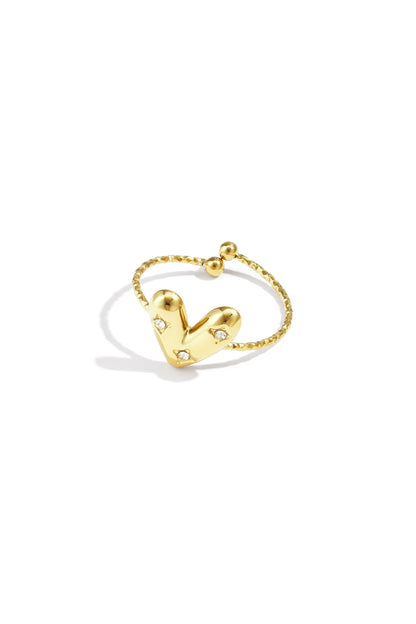 Goud & Zilver Hart Statement Ring Verstelbaar RVS Goud & Zilver – Amora Bold – productfoto | Tudor Gems