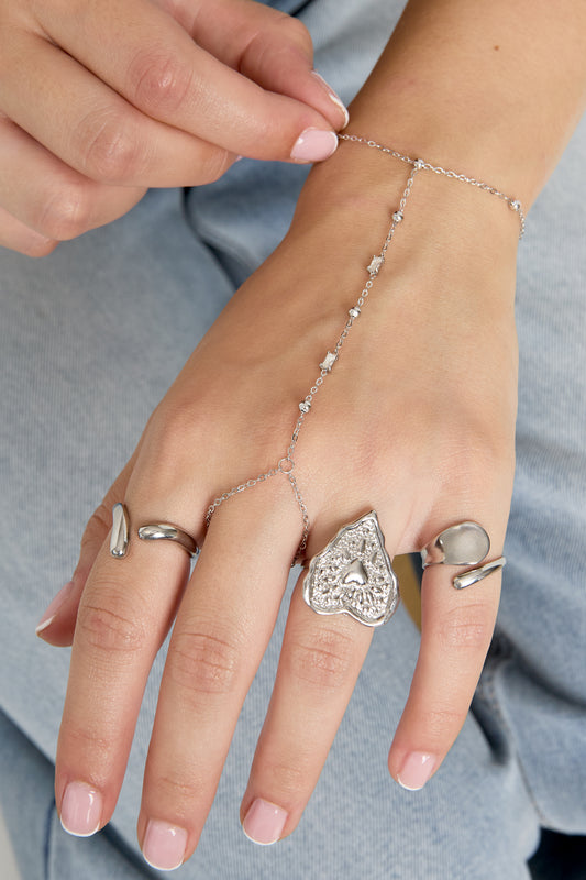 Neva Baguette Handchain van roestvrij staal in goud en zilver | Tudor Gems