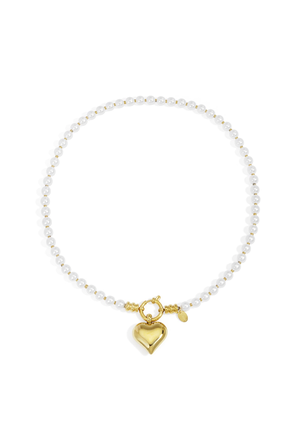 Goud & Zilver Aurielle Heart Pearl Ketting RVS Zilver – productfoto | Tudor Gems