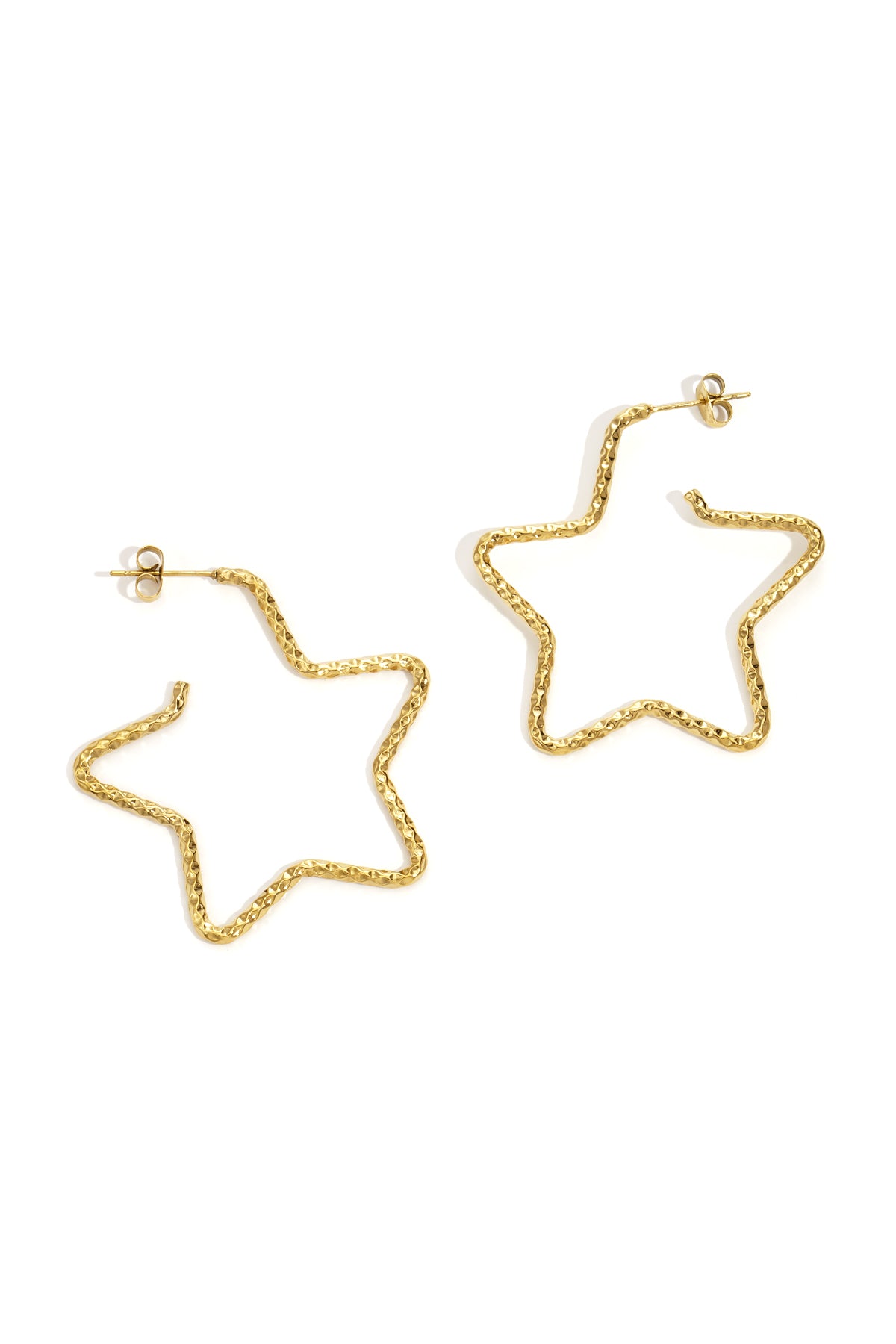 Goud & Zilver NovaStar Outline Hoops – Ster Hoepel Oorbellen van RVS (Goud & Zilver) – productfoto | Tudor Gems