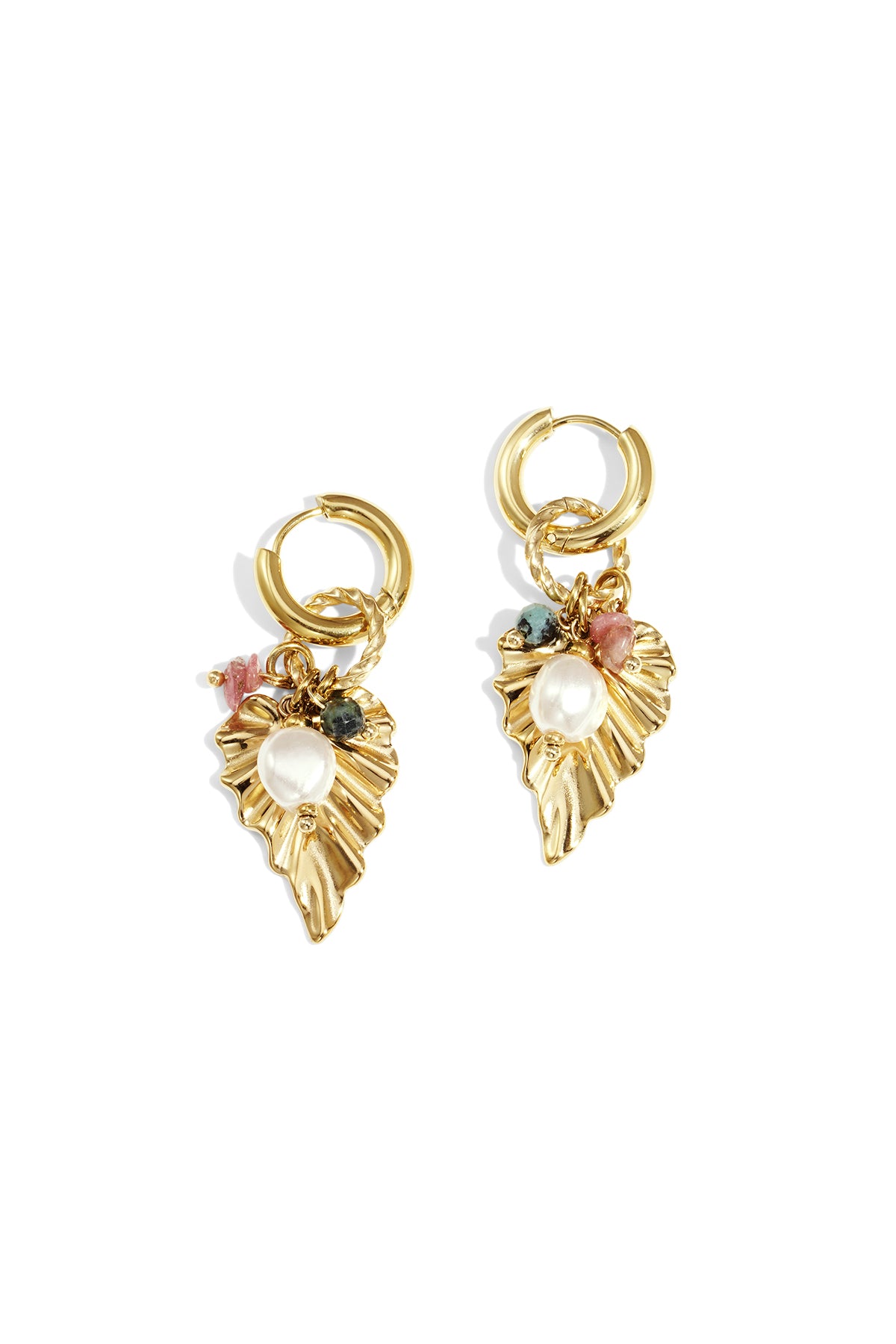 Goud Golden Bloom Leaf Oorbellen RVS Goud – productfoto | Tudor Gems