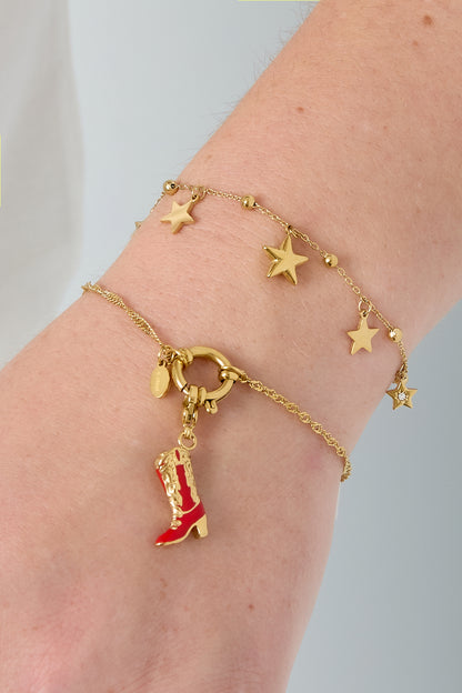 Goud & Zilver Stella Star Bedelarmband RVS Goud & Zilver – detail close-up | Tudor Gems