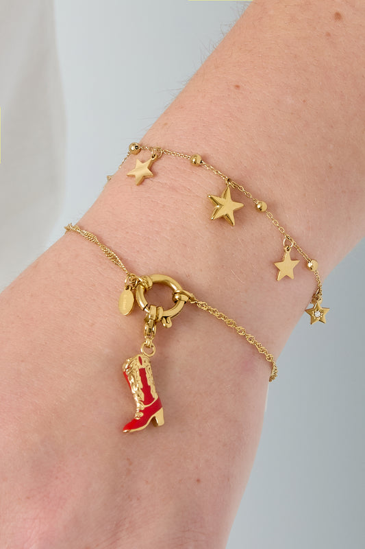 Goud & Zilver Stella Star Bedelarmband RVS Goud & Zilver – detail close-up | Tudor Gems